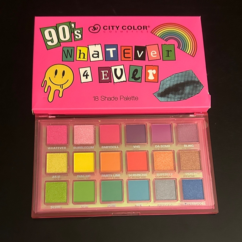 City Color 90's Whatever 4Ever Eyeshadow Palette - Hot Pink Retro Design